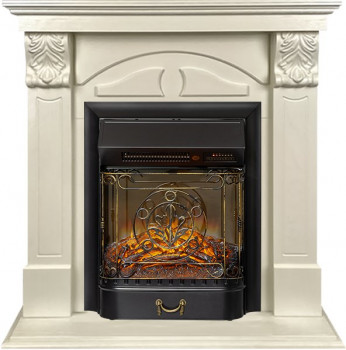 Каминокомплект Dublin (деревянный) RUSTIC (Разборный) - Слоновая кость с очагом Majestic FX M Black RC