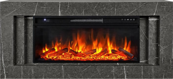 Каминокомплект Line 42 SFT Stone Touch (Разборный) - Серый мрамор с очагом Vision 42 LOG LED